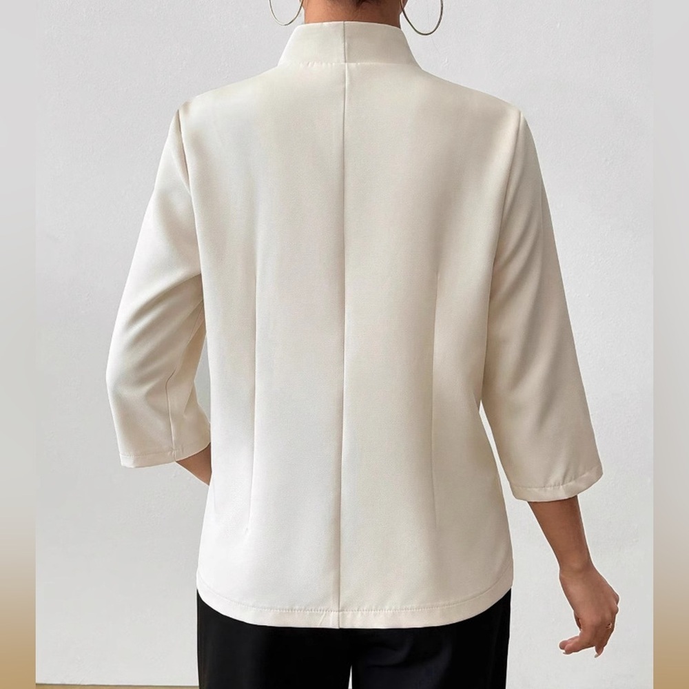 ♥️Hello Gorgeous! Milky White Tie-Front Open Blazer - Picture 5 of 9